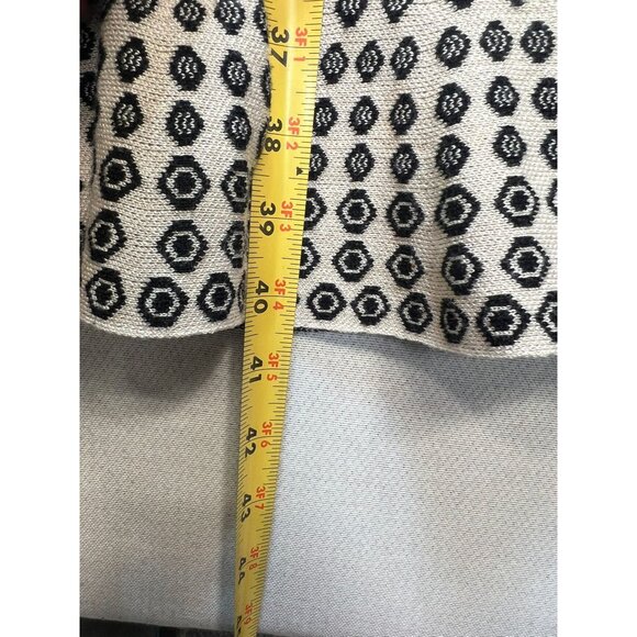 Just Taylor Women's Fitted Midi Sweater Dress Knit Ruffle Hem Size XL Beige Geo - Picture 10 of 12